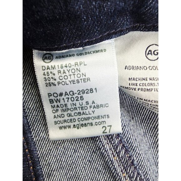 AG Adriano Goldschmied Size 27X26 Women The Stevie Cuff Slim Straight Blue Jeans - Picture 6 of 12